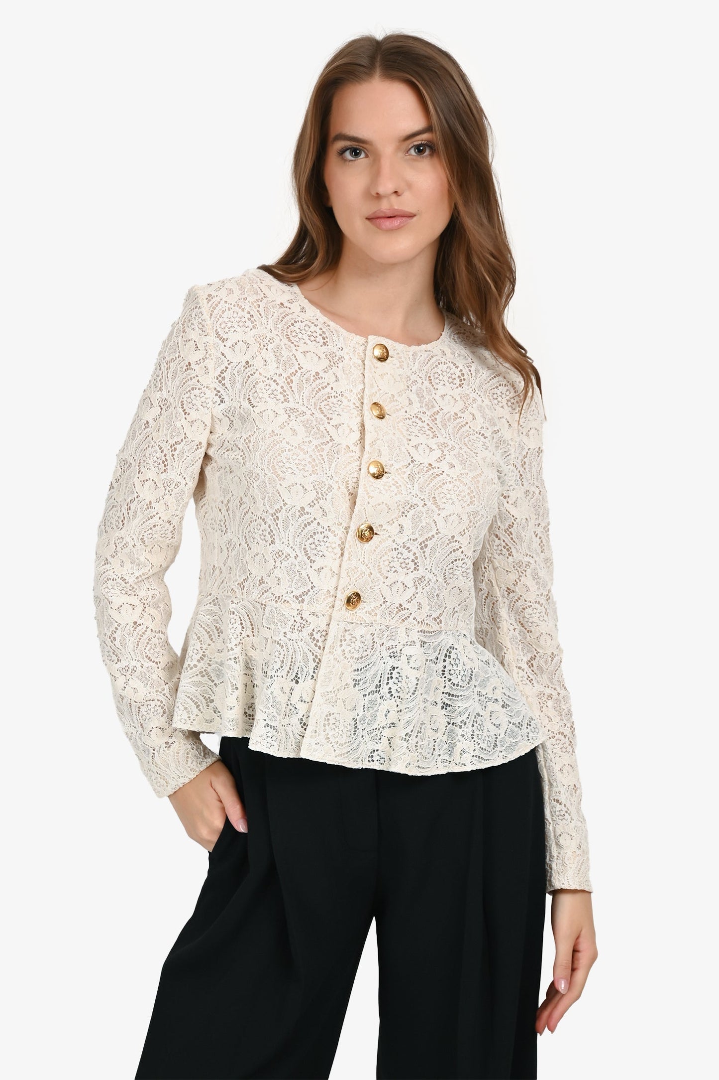 Celine 2024 White Lace Long Sleeve Jacket Size 40