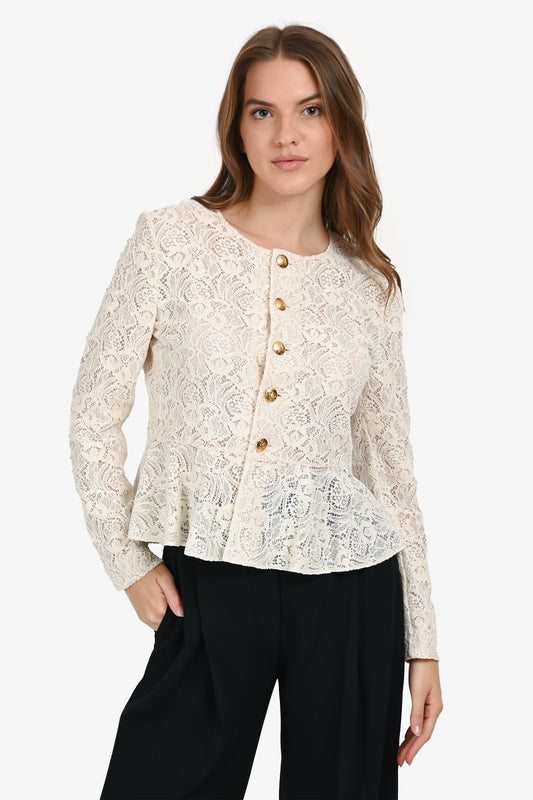 Celine 2024 White Lace Long Sleeve Jacket Size 40