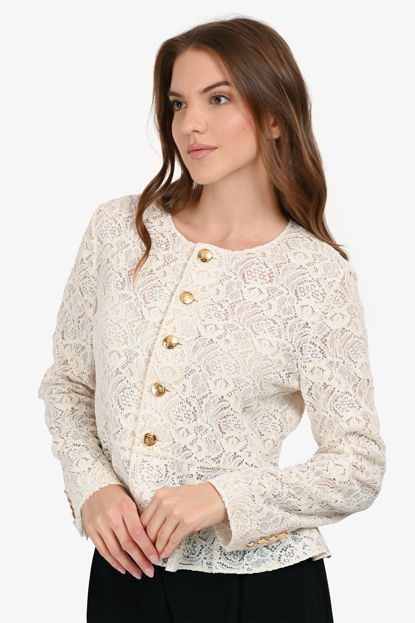 Celine 2024 White Lace Long Sleeve Jacket Size 40