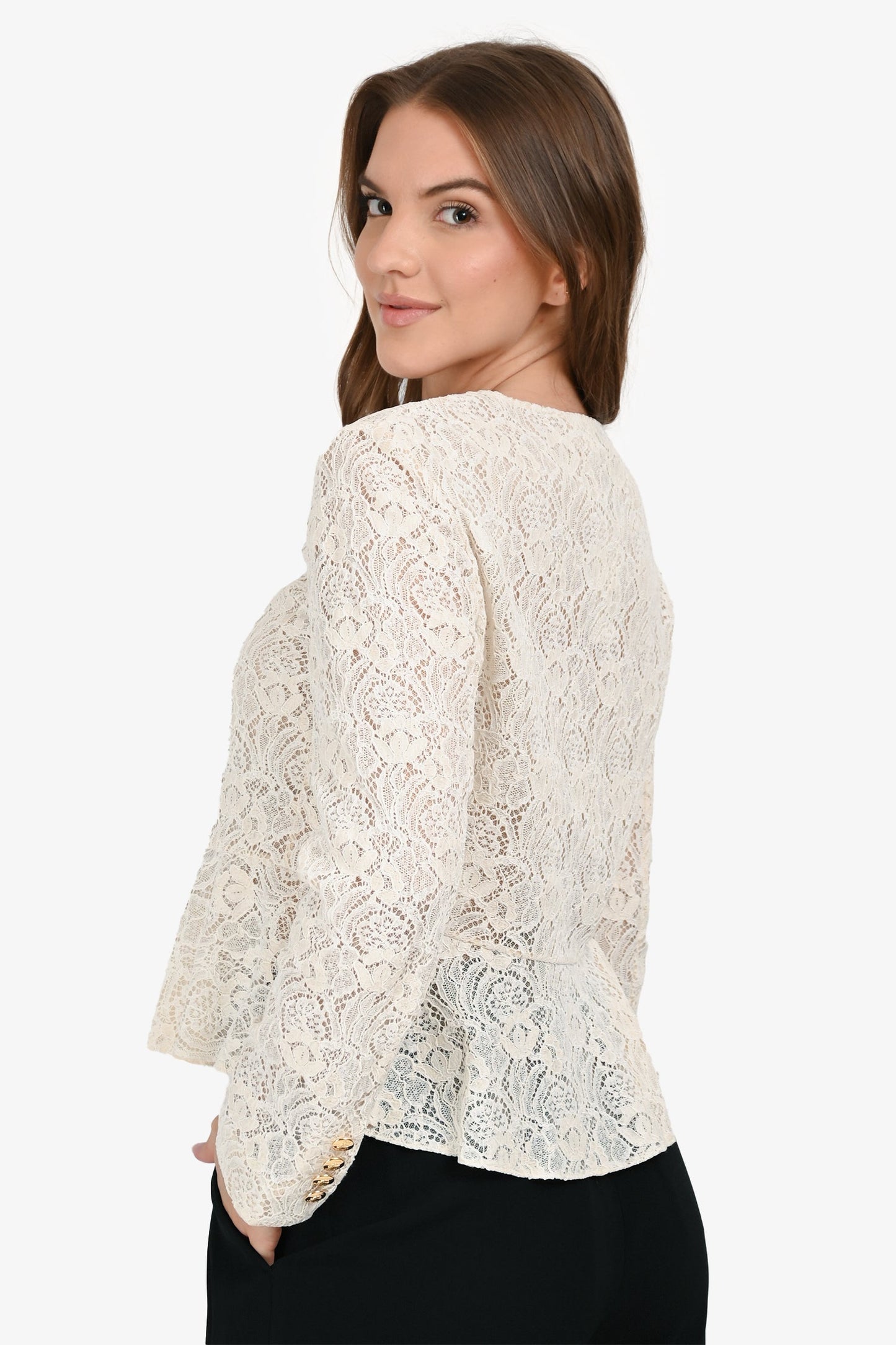 Celine 2024 White Lace Long Sleeve Jacket Size 40