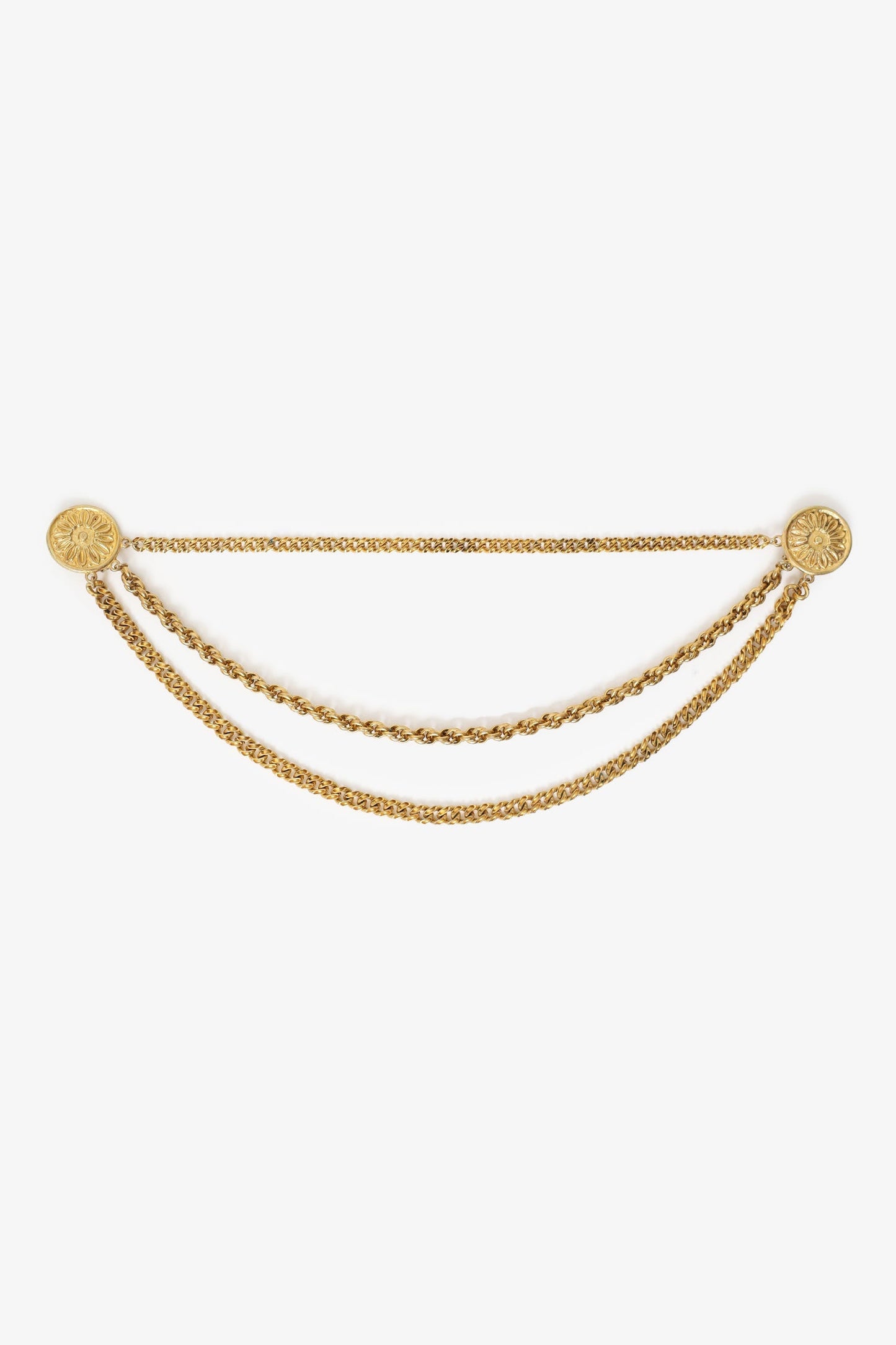 Celine Gold Tone Multi Chain Two Coin Brooch