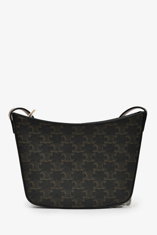 Celine Brown Canvas Triomphe Medium Croque Shoulder Bag