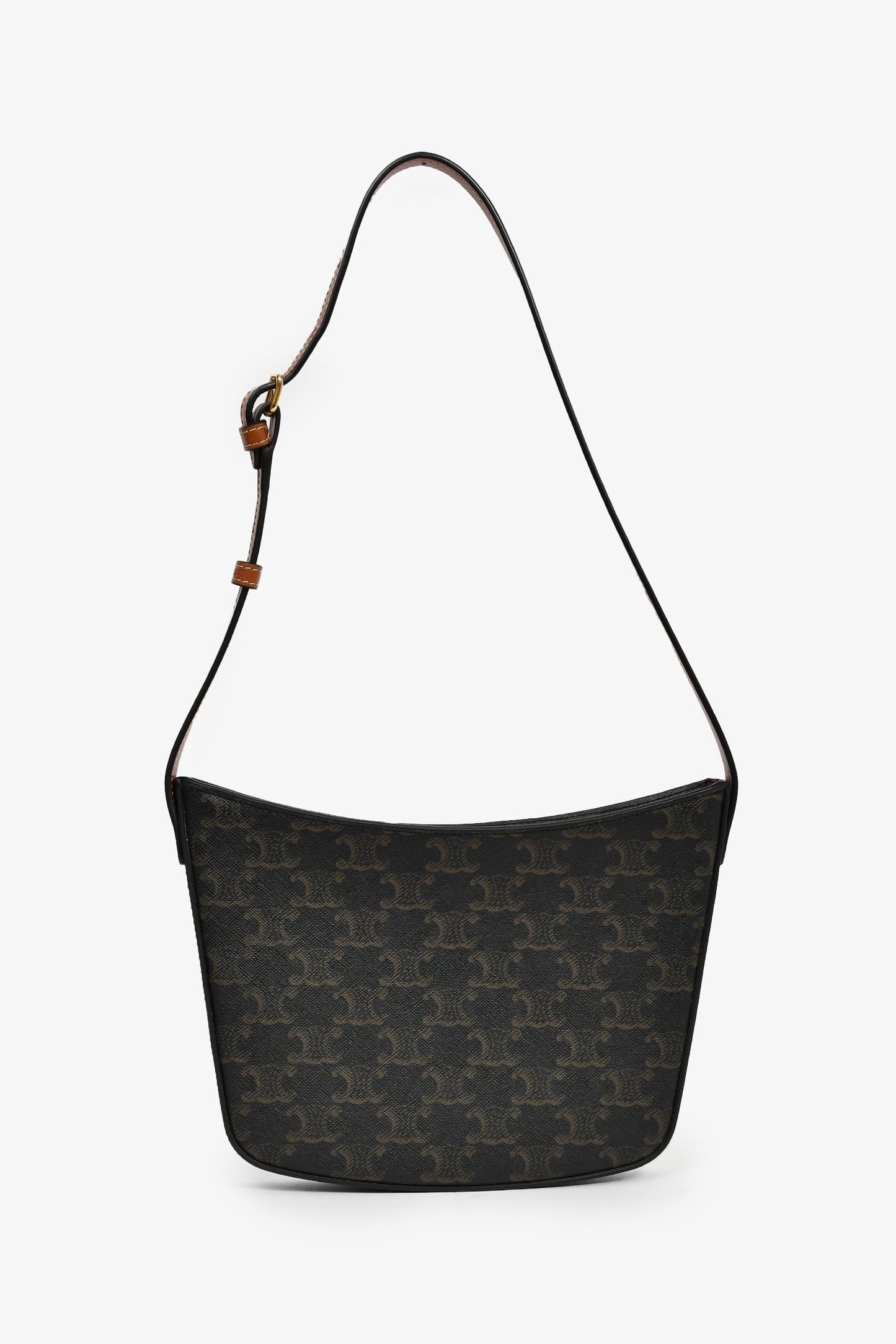 Celine Brown Canvas Triomphe Medium Croque Shoulder Bag