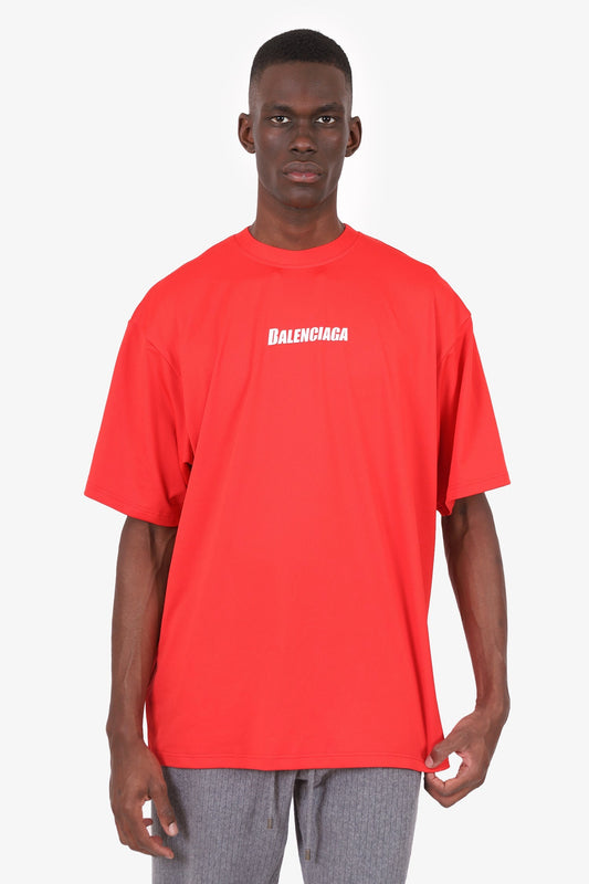 Balenciaga Red Mesh Swimwear Swim T-shirt Size S Mens