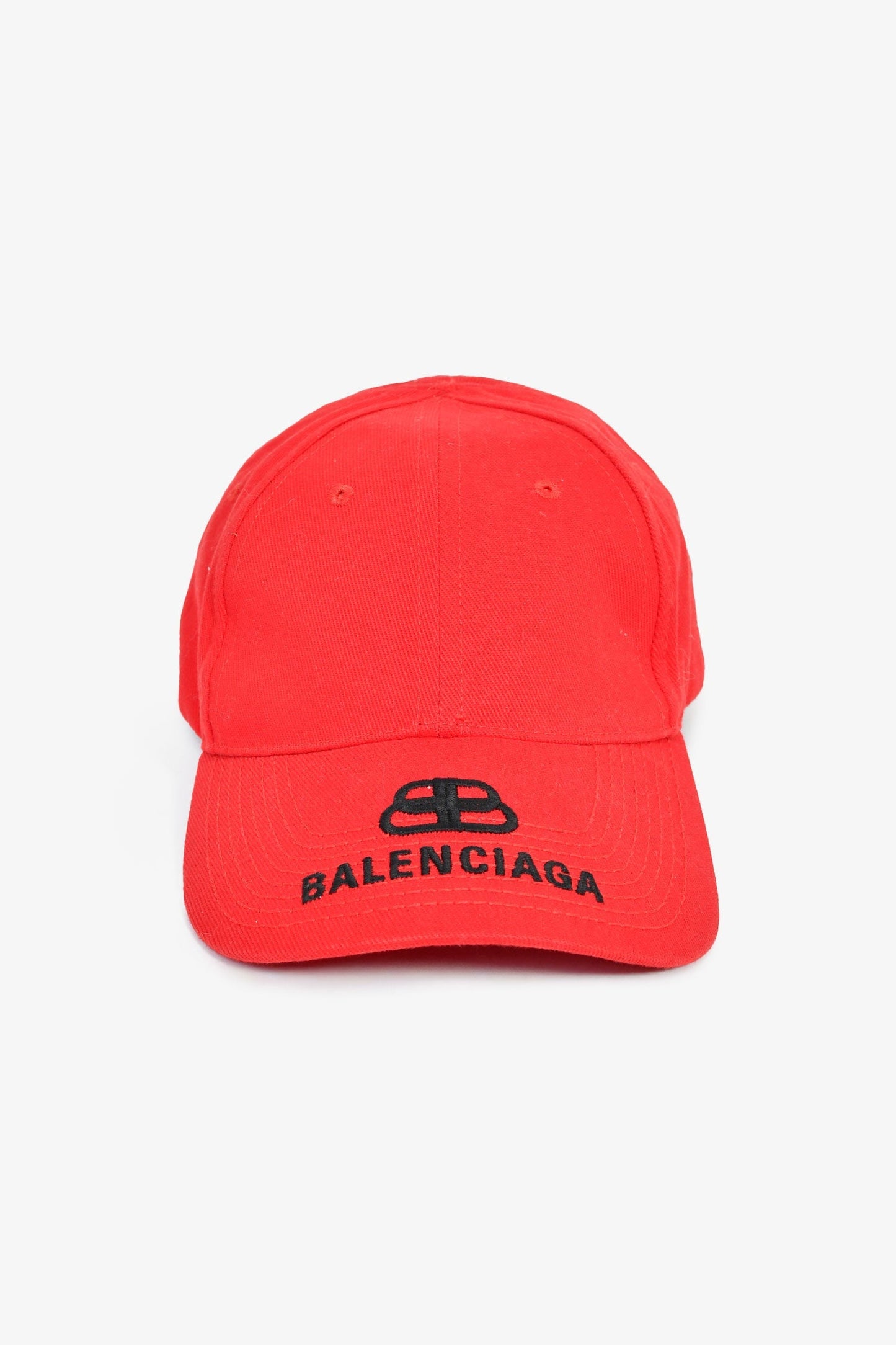 Balenciaga Red Cotton Logo Baseball Cap Size L