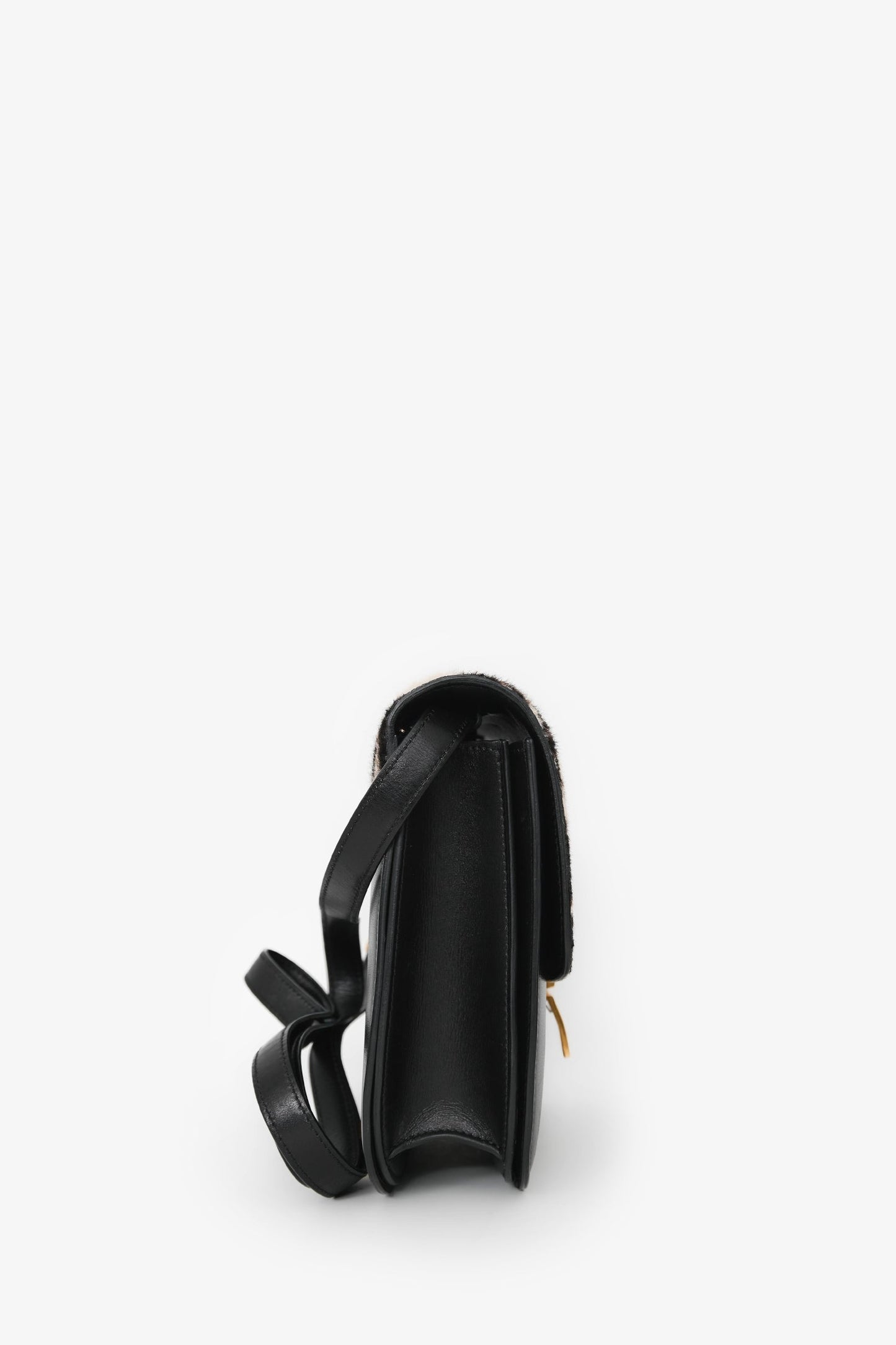 Celine Black Box Calfskin Pony Hair Leopard Medium Box Flap Bag