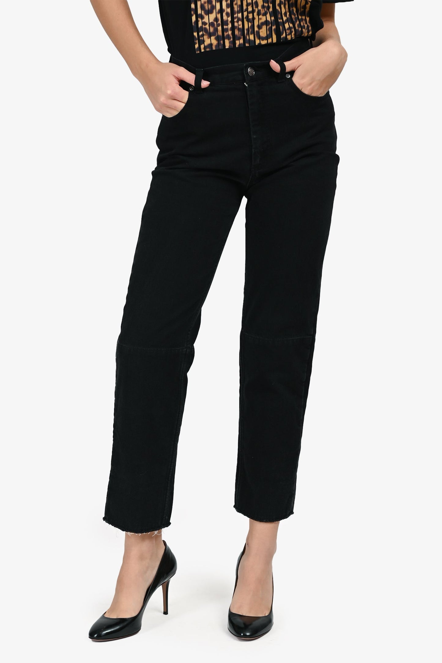 Celine Black High Waisted Straight Jeans Size 36