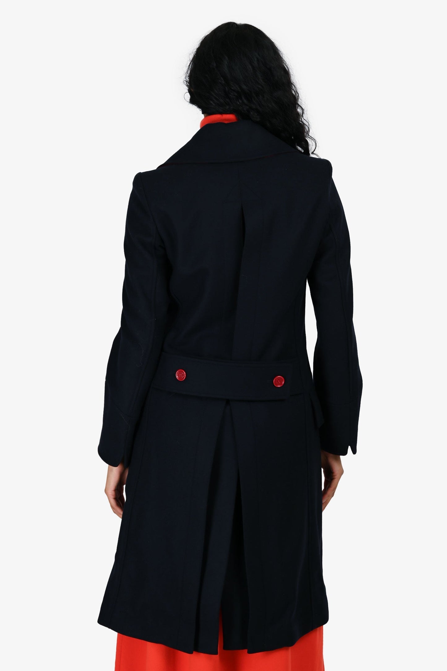 Burberry Navy and Red Double Breasted Wool Jacket Size 2