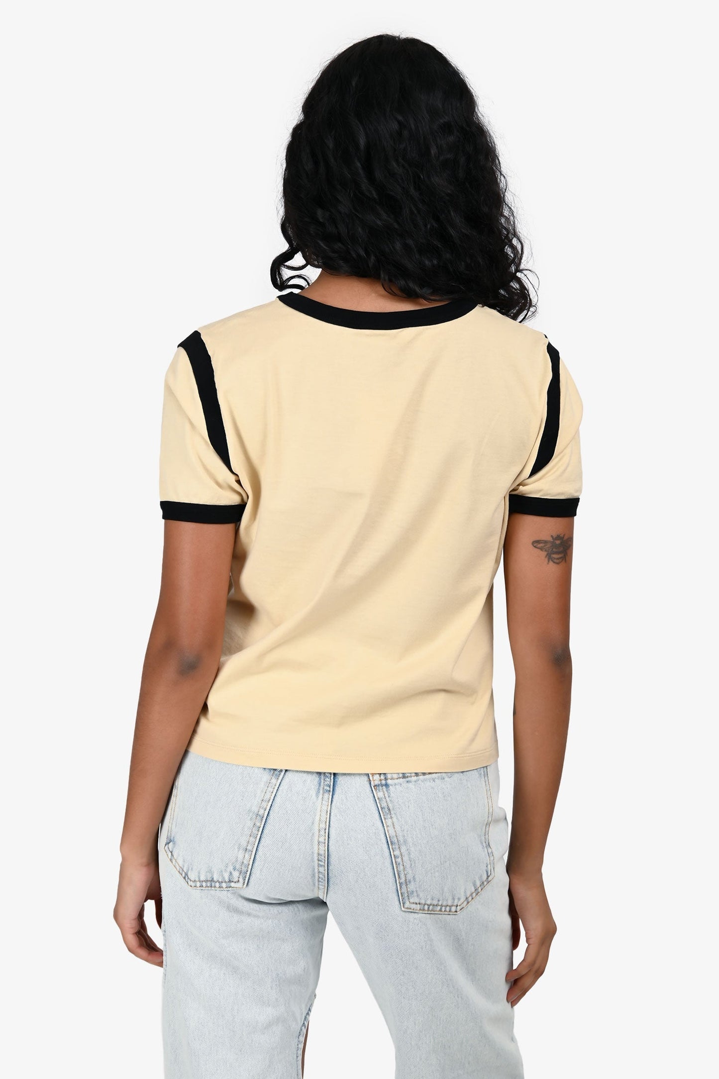 Celine Beige Cotton 'Triomphe' Cropped T-Shirt Size L