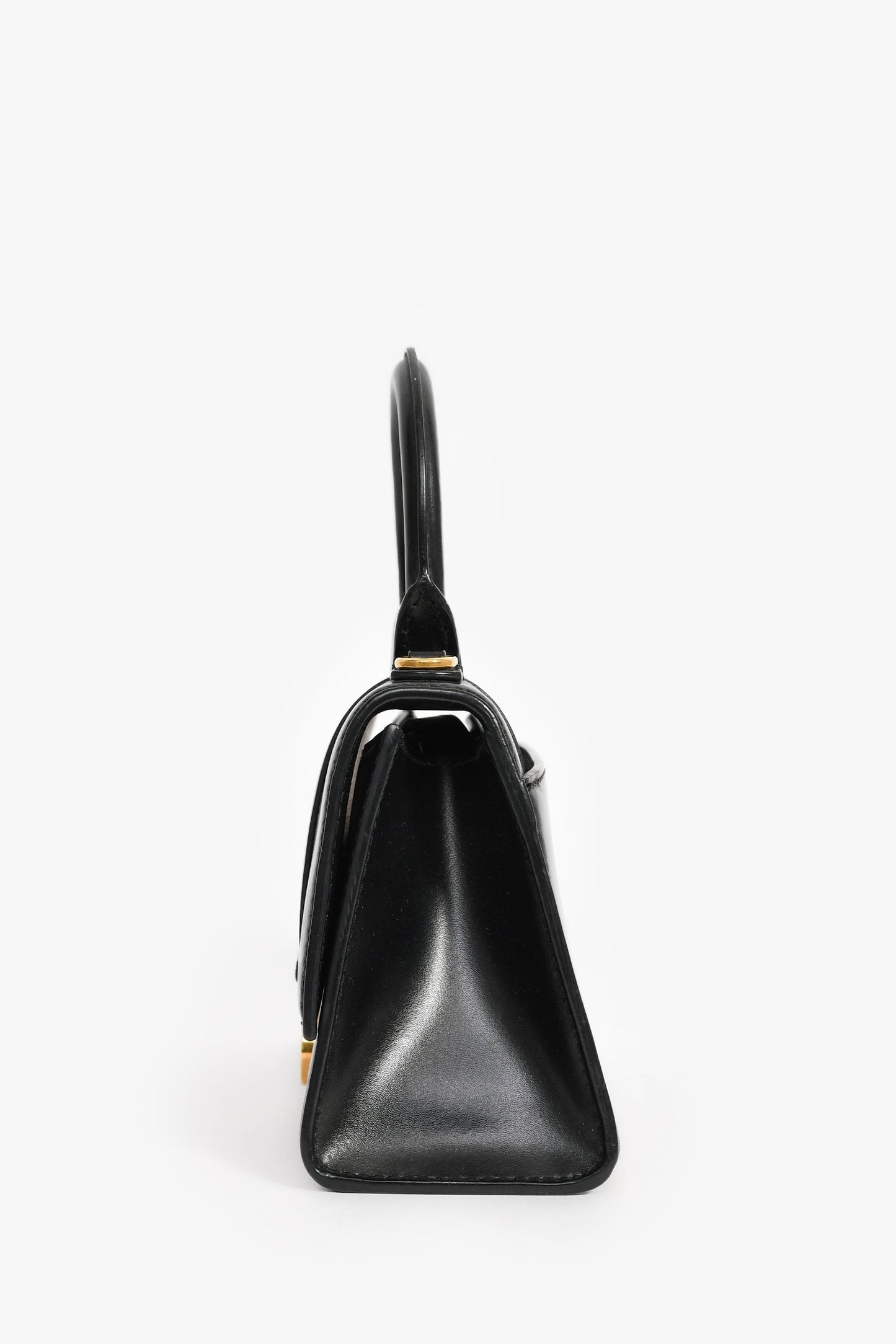 Balenciaga Black Leather Small Hourglass Bag with Strap