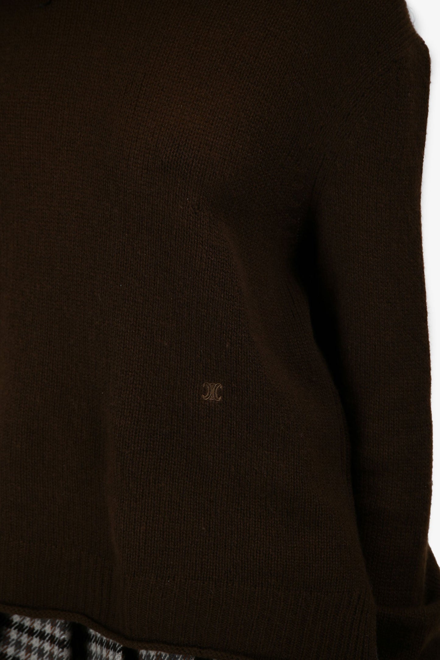 Celine   Brown Cashmere Knit Crewneck Sweater Size M