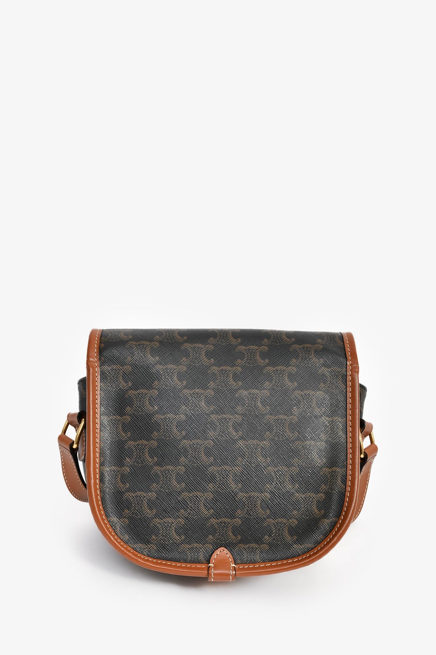 Celine 2020 Brown Triomphe Canvas/Leather Folco Crossbody