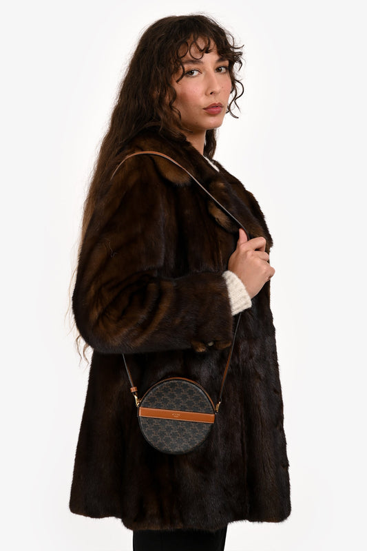 Celine 2020 Brown Canvas/Leather Triomphe Round Crossbody
