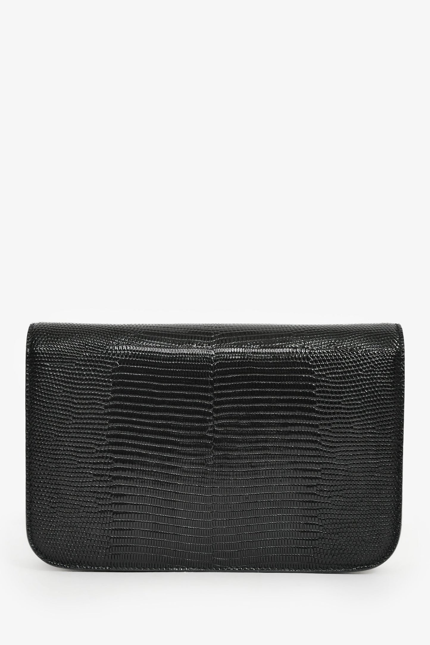 Balenciaga Black Lizard Embossed B. Logo Wallet On Chain Crossbody