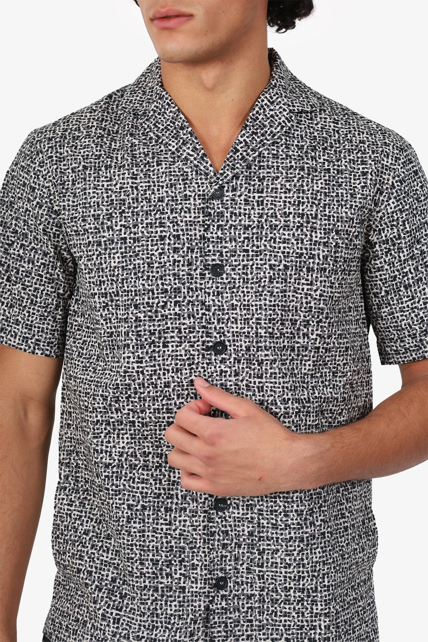 Bottega Veneta Black/White Patterned Short Sleeves Shirt Size 48 Mens