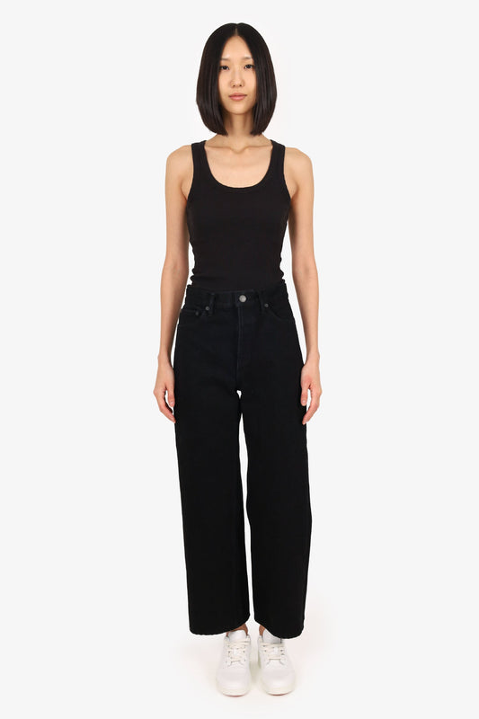 Balenciaga Black Denim Ankle Cut Wide Leg Jeans Size 24