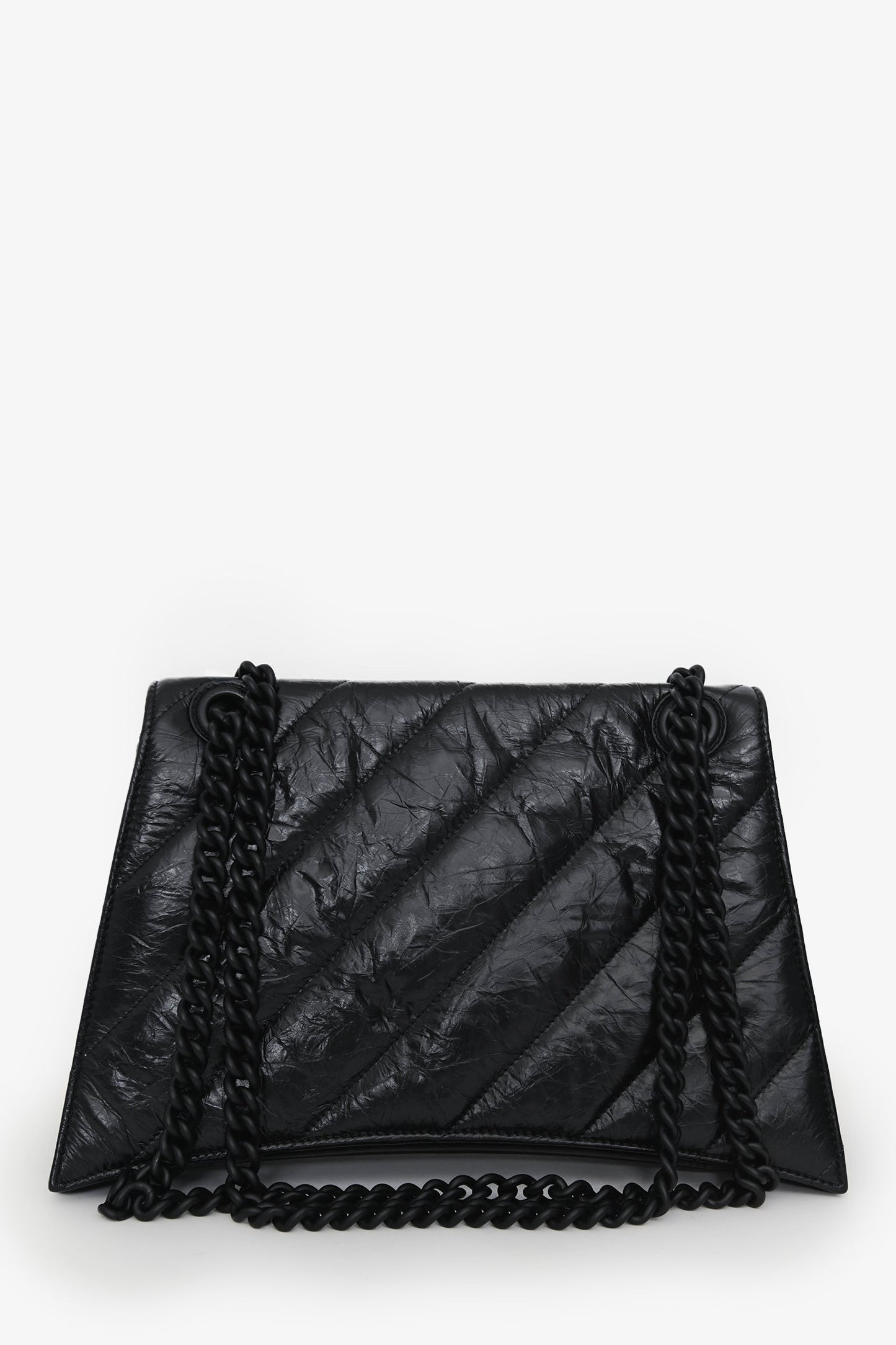 Balenciaga Black Crackled Leather Medium Crush Shoulder Chain Bag