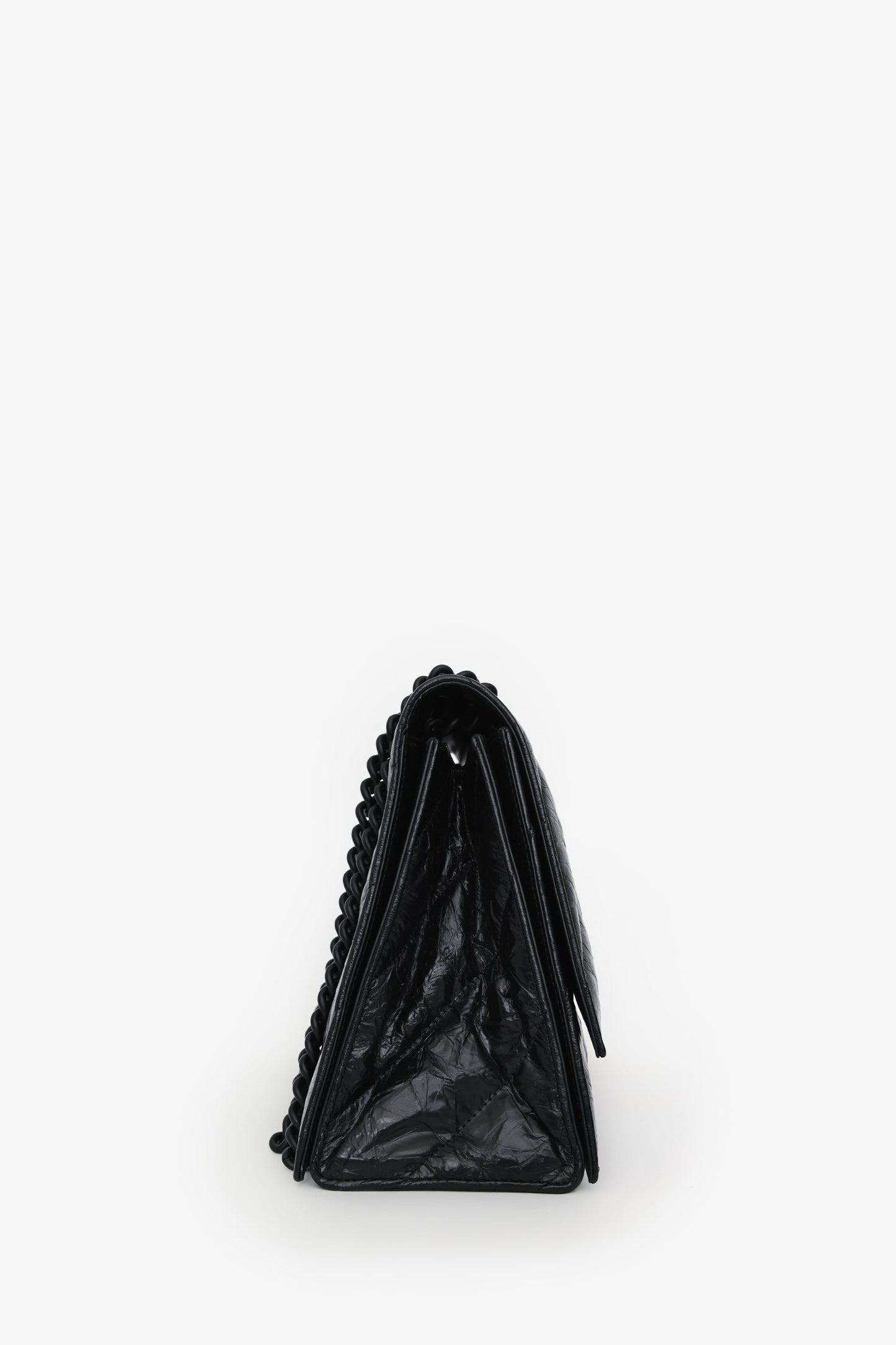 Balenciaga Black Crackled Leather Medium Crush Shoulder Chain Bag