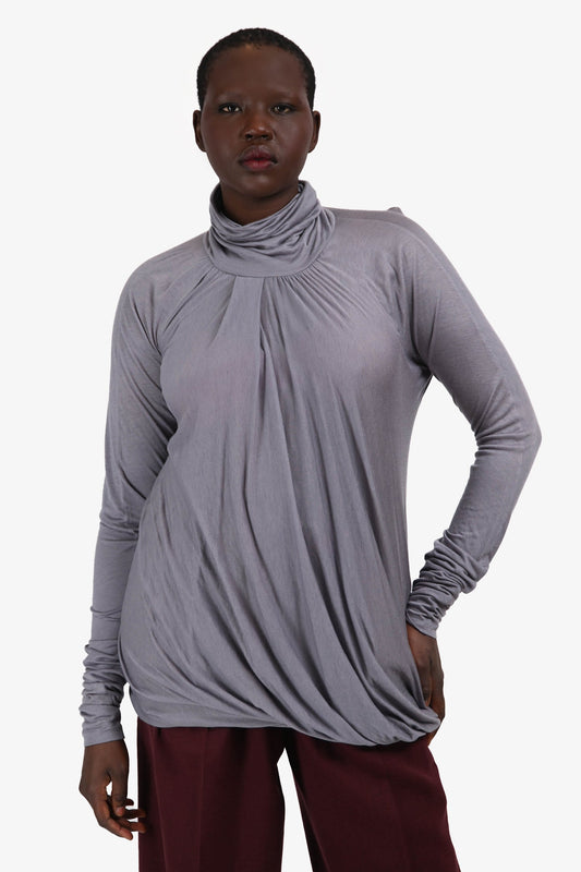 Bottega Veneta Grey Turtleneck Long Sleeve Top Size 42