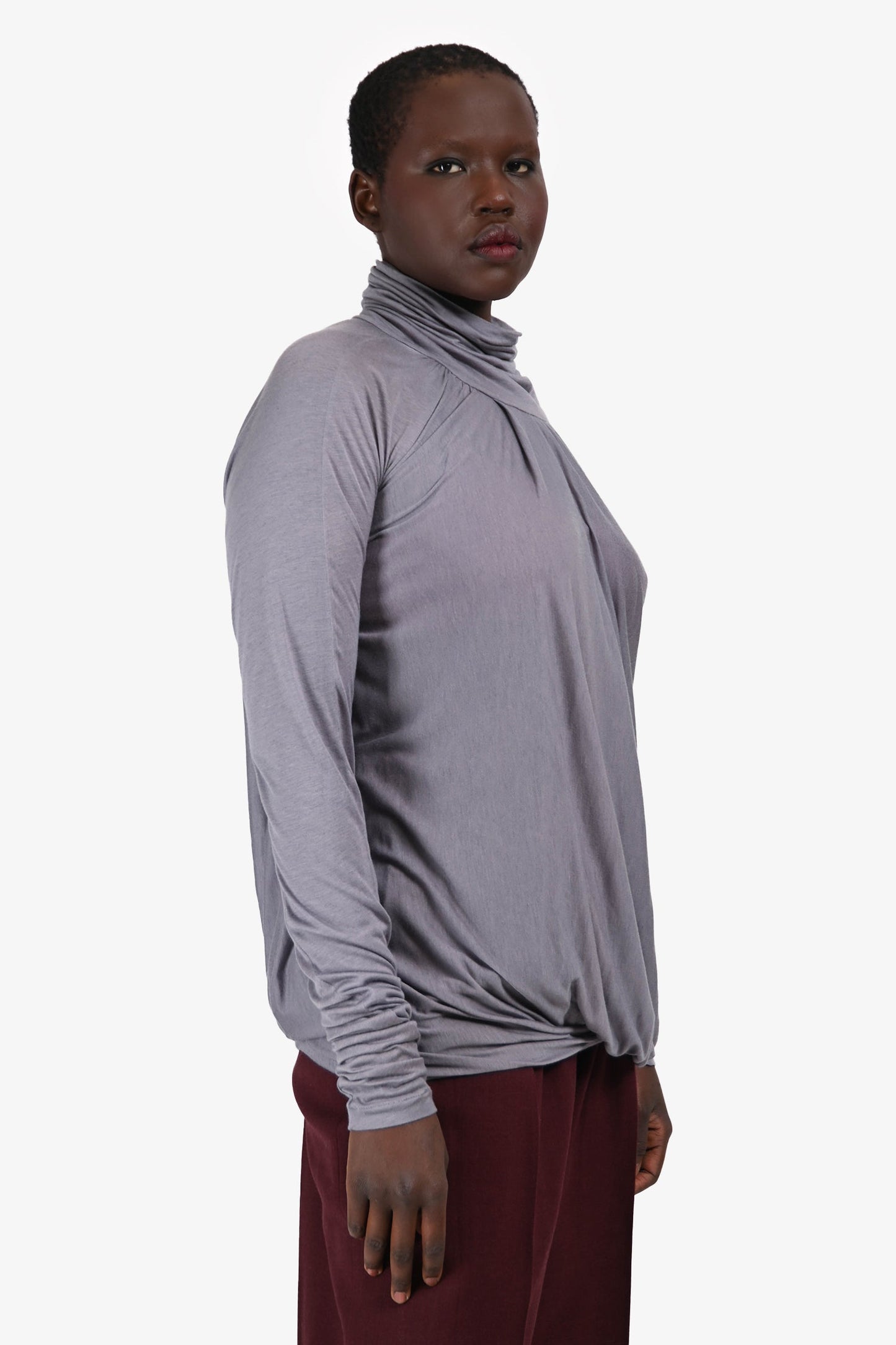 Bottega Veneta Grey Turtleneck Long Sleeve Top Size 42