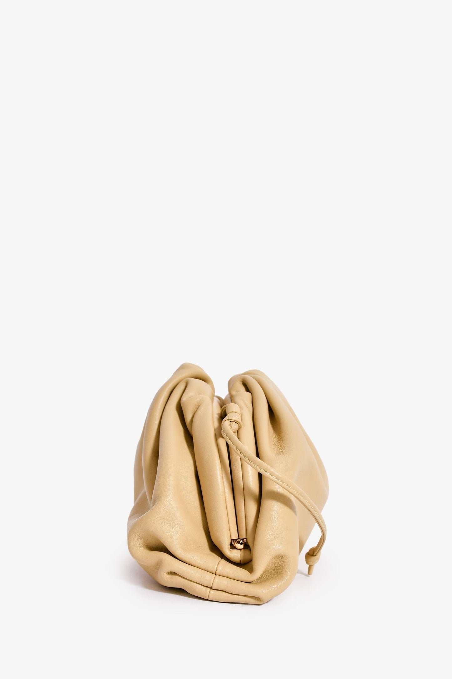 Bottega Veneta Beige Leather Mini Pouch Bag