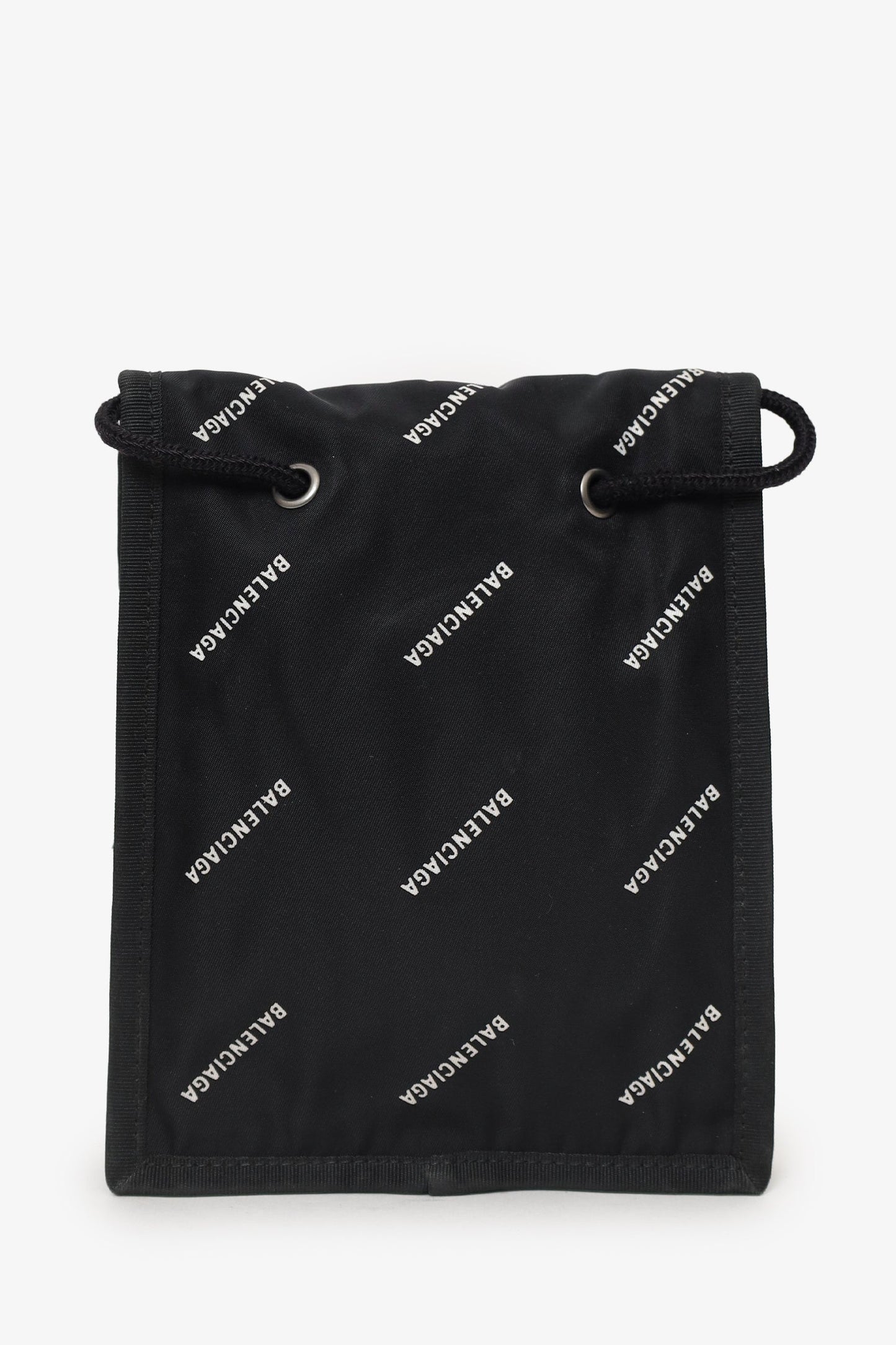 Balenciaga Black Nylon All Over Logo Small Explorer Pouch