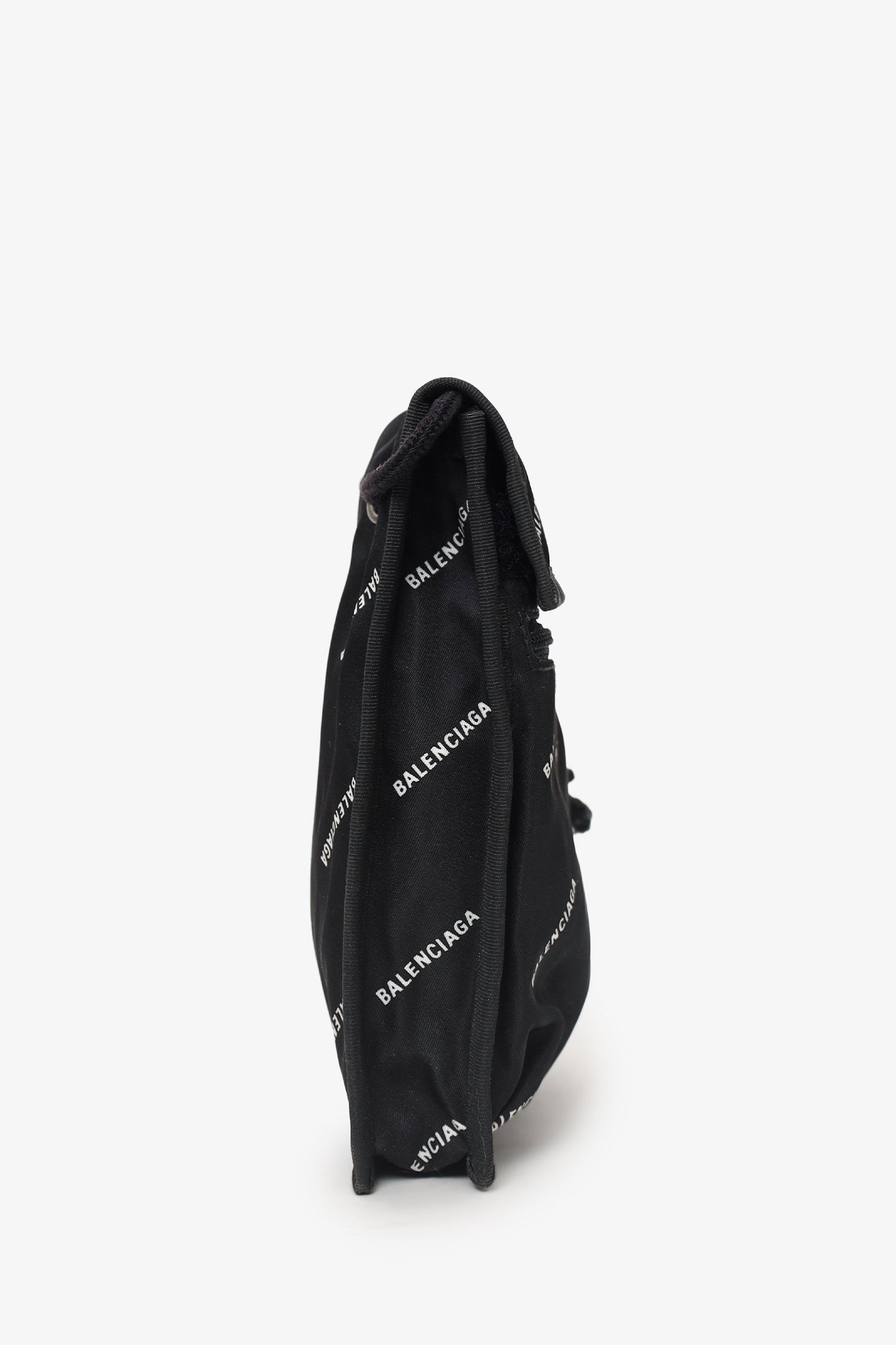 Balenciaga Black Nylon All Over Logo Small Explorer Pouch