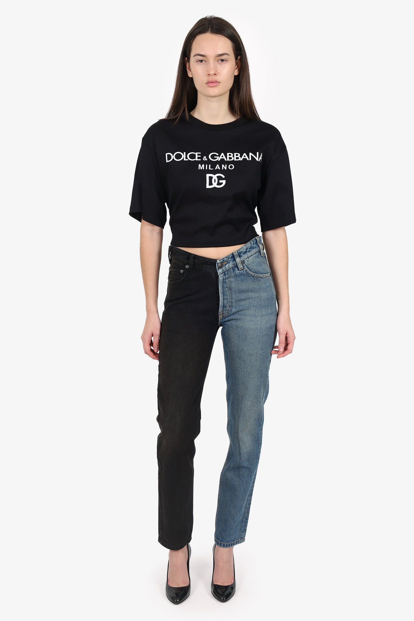 Balenciaga Black/Blue Denim Straight Leg Jeans Size 28