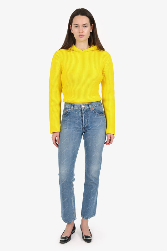 Balenciaga Blue Logo Straight Jeans Size 26