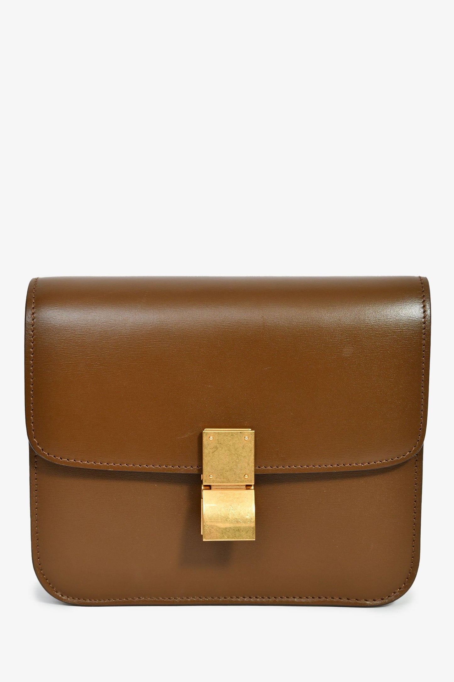 Celine Brown Leather Small Box Crossbody Bag