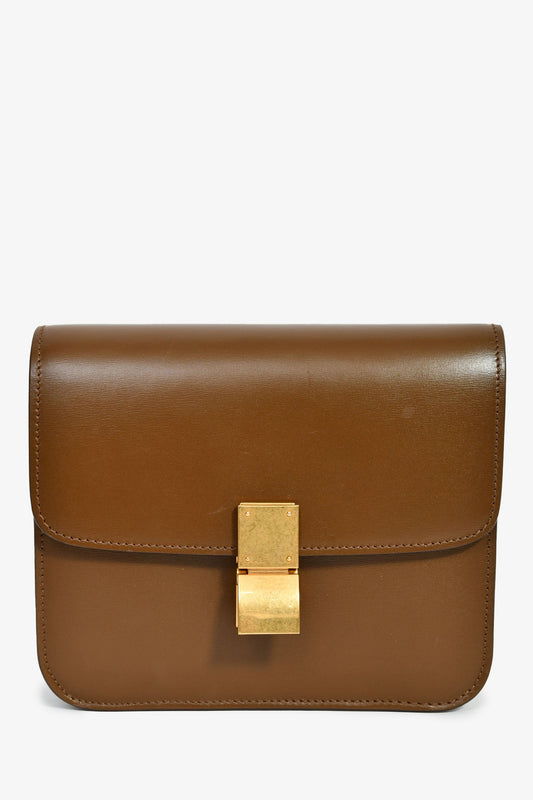 Celine Brown Leather Small Box Crossbody Bag