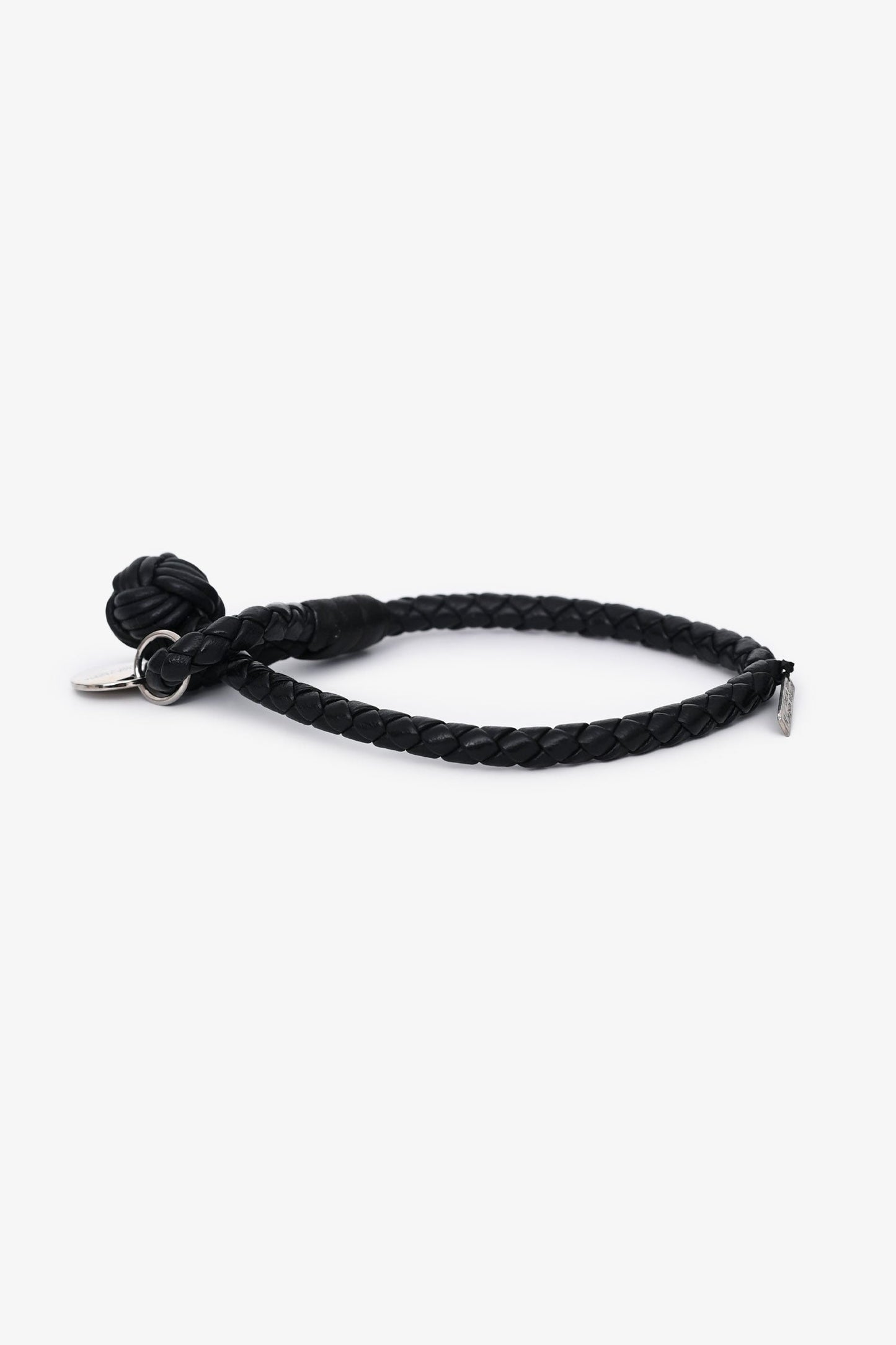Bottega Veneta Black Leather Intrecciato Knot Bracelet