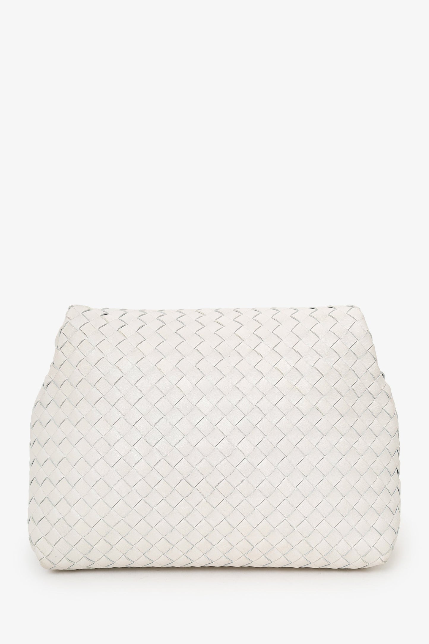 Bottega Veneta White Intrecciato Leather Fold Bag