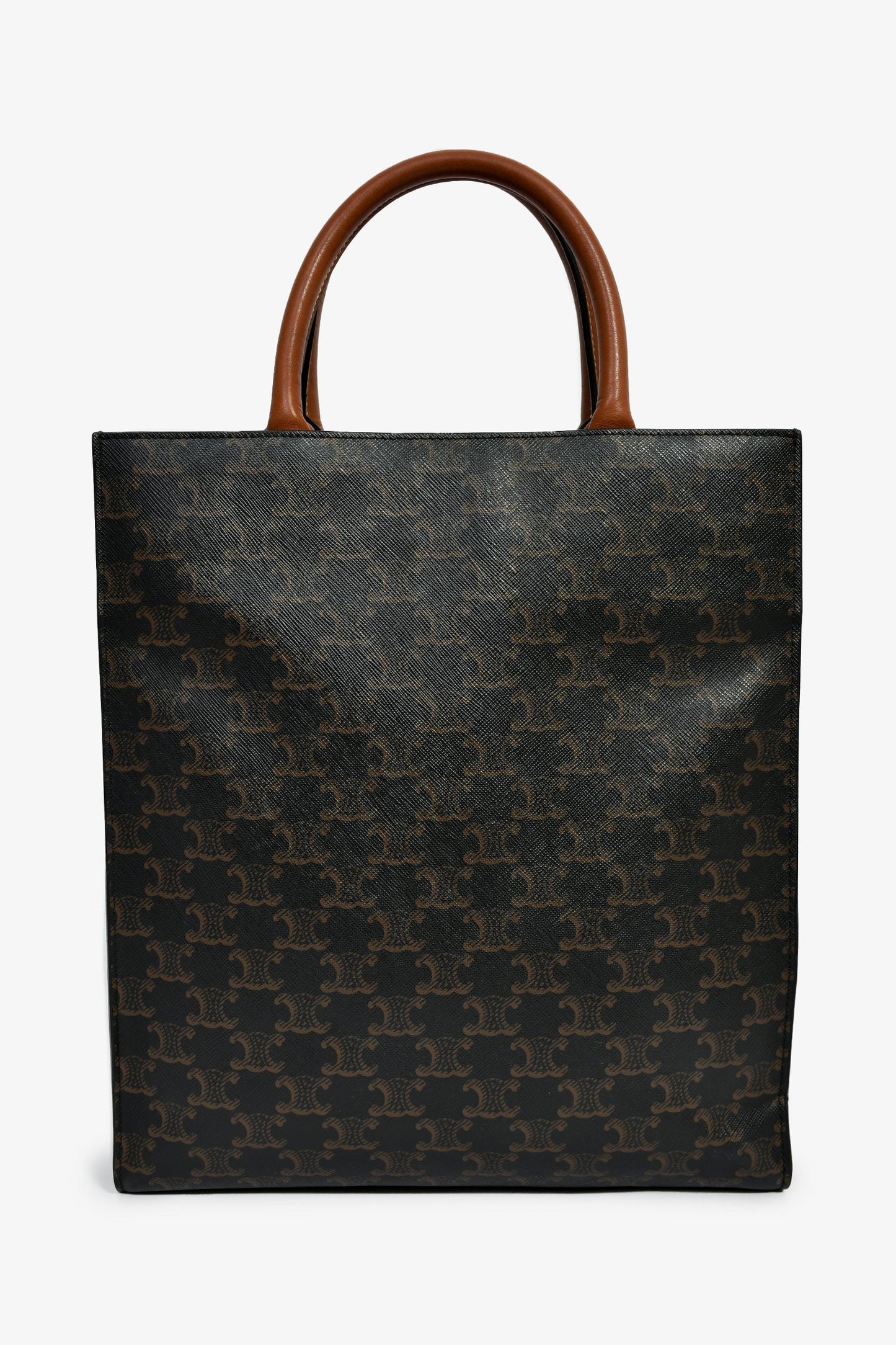 Celine 2019 Black/Brown Coated Canvas Small Triomphe Vertical Cabas Tote