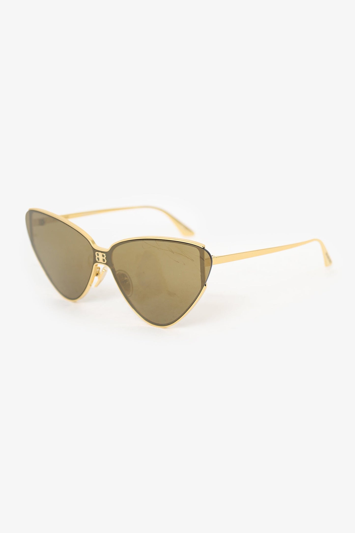 Balenciaga Gold Tone Cat-Eye Sunglasses