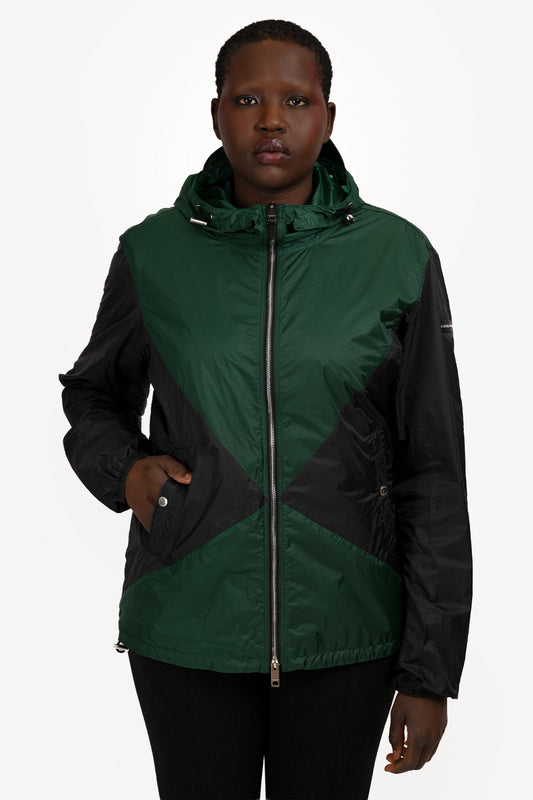 Burberry Green/Black Hooded Windbreaker Jacket Size 52 Mens