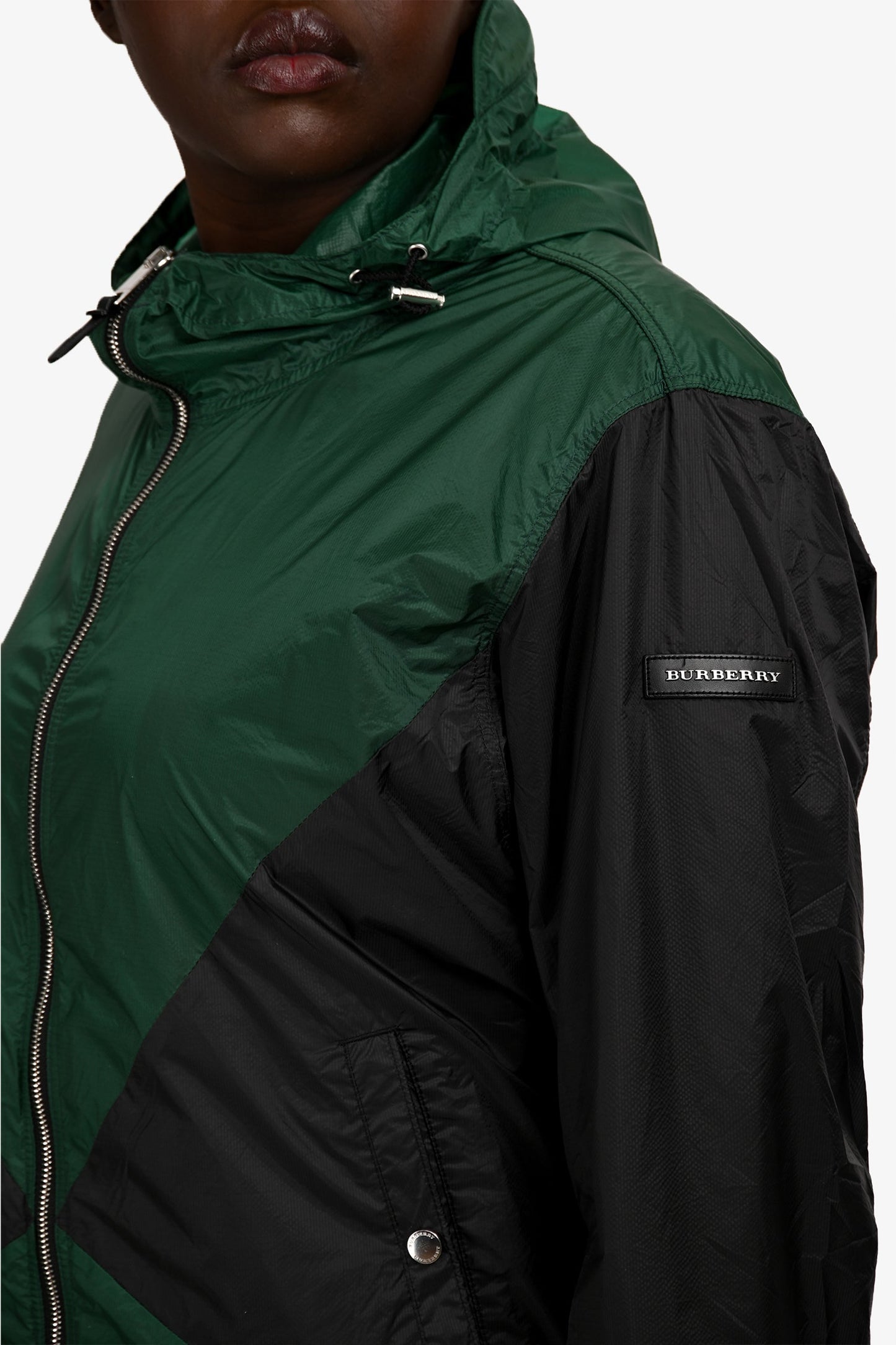 Burberry Green/Black Hooded Windbreaker Jacket Size 52 Mens