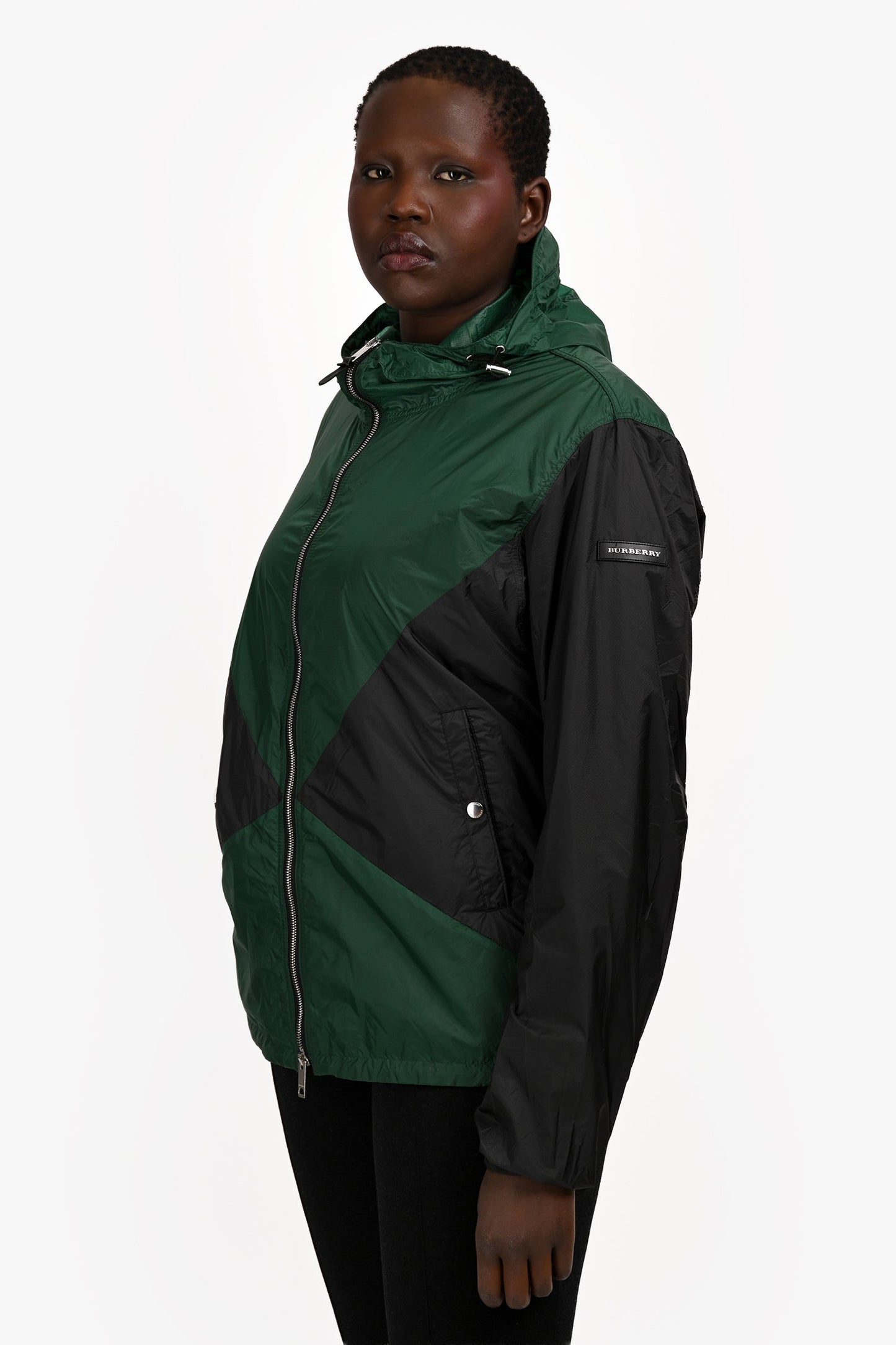 Burberry Green/Black Hooded Windbreaker Jacket Size 52 Mens