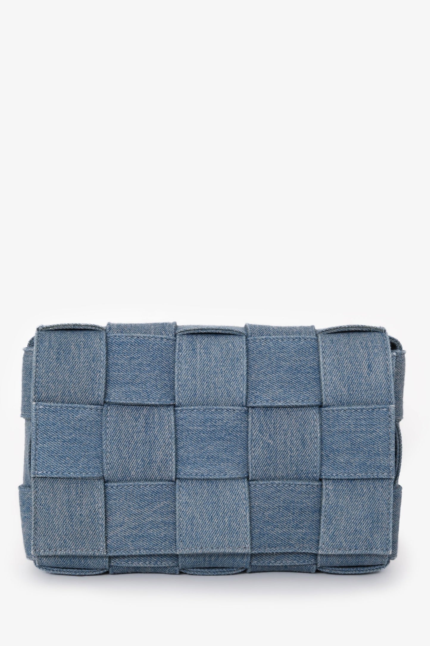 Bottega Veneta Blue Denim Intrecciato Cassette Crossbody Bag