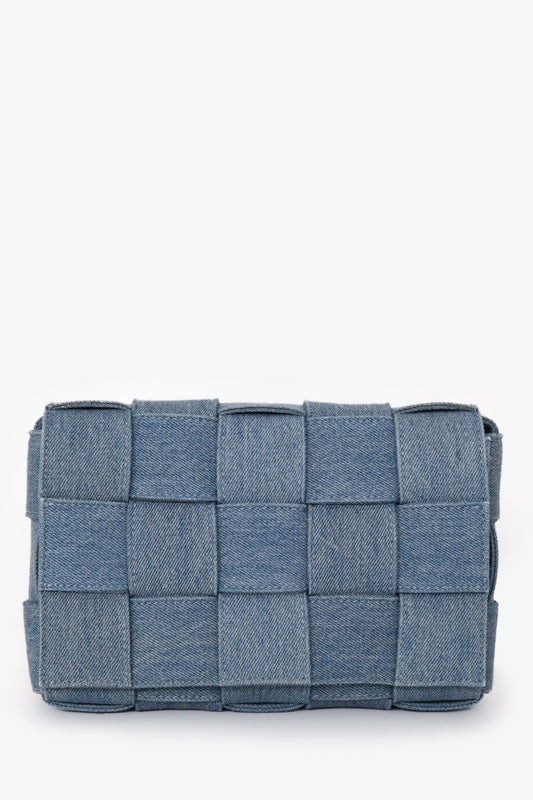 Bottega Veneta Blue Denim Intrecciato Cassette Crossbody Bag