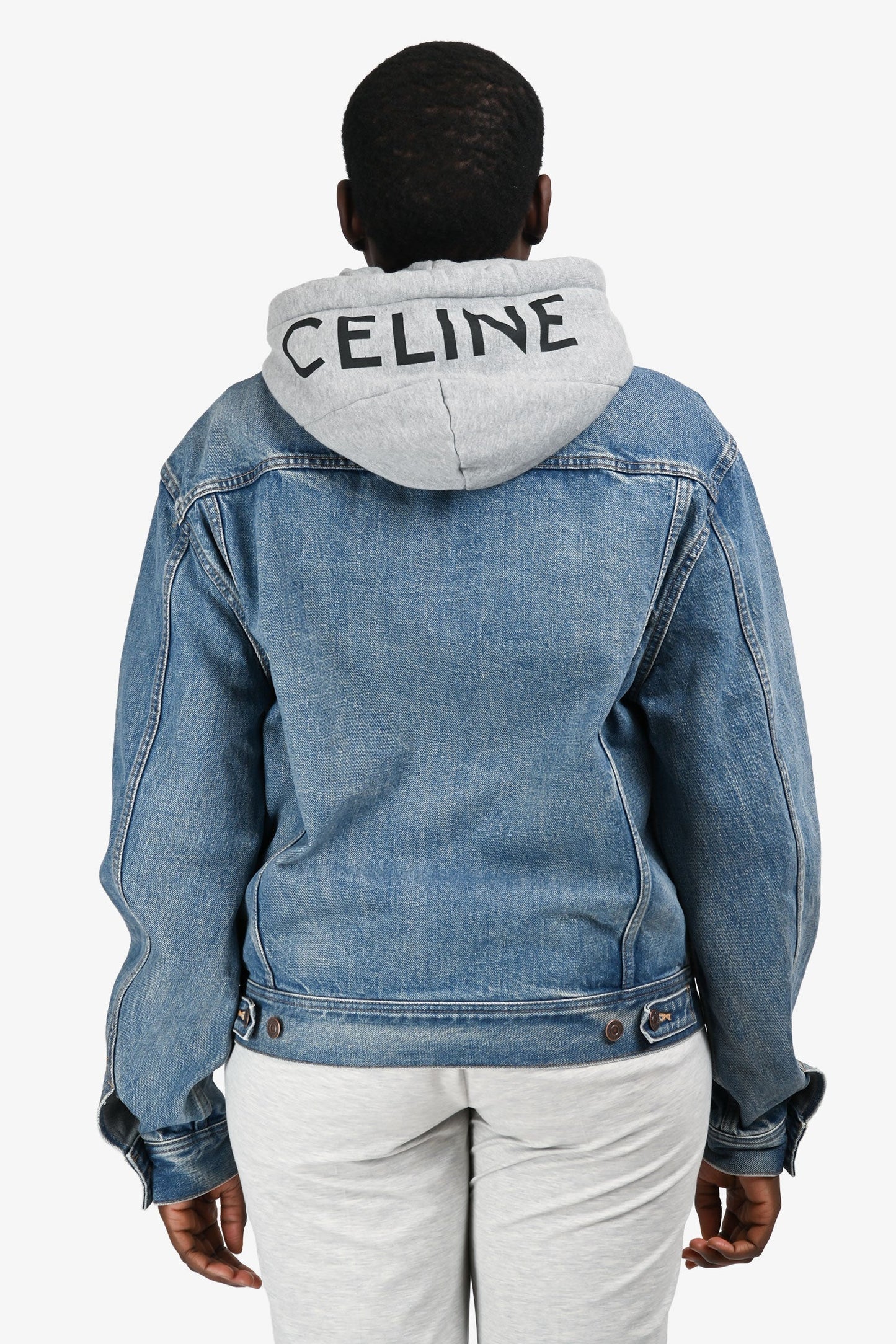 Celine Blue/Grey Denim Hoodie Jacket Size M