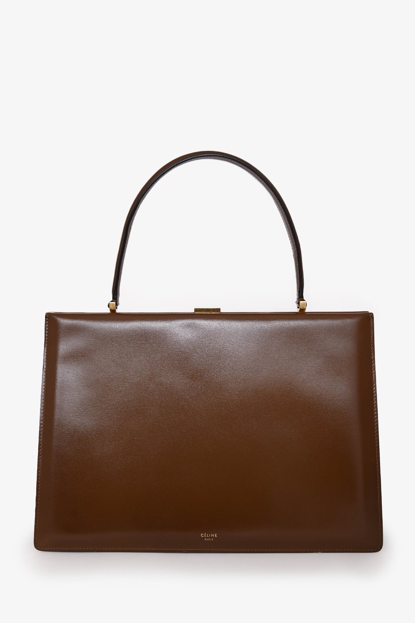 Celine 2017 Brown Leather Medium Clasp Bag