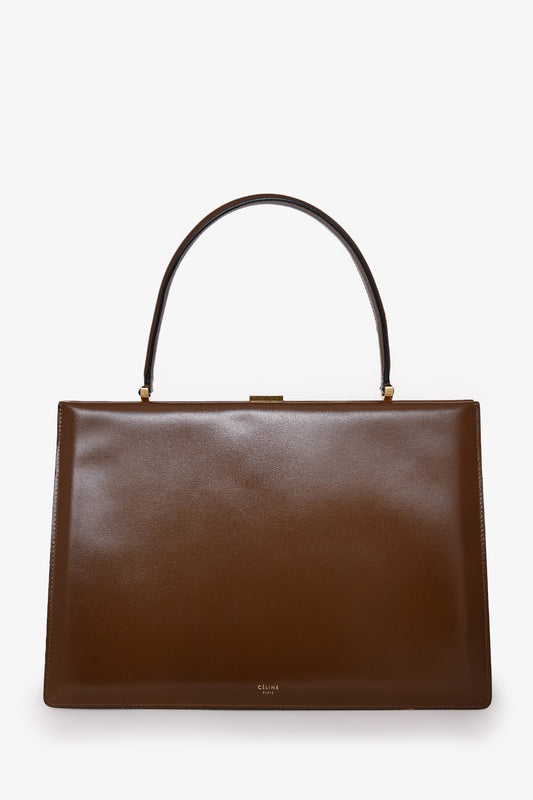 Celine 2017 Brown Leather Medium Clasp Bag