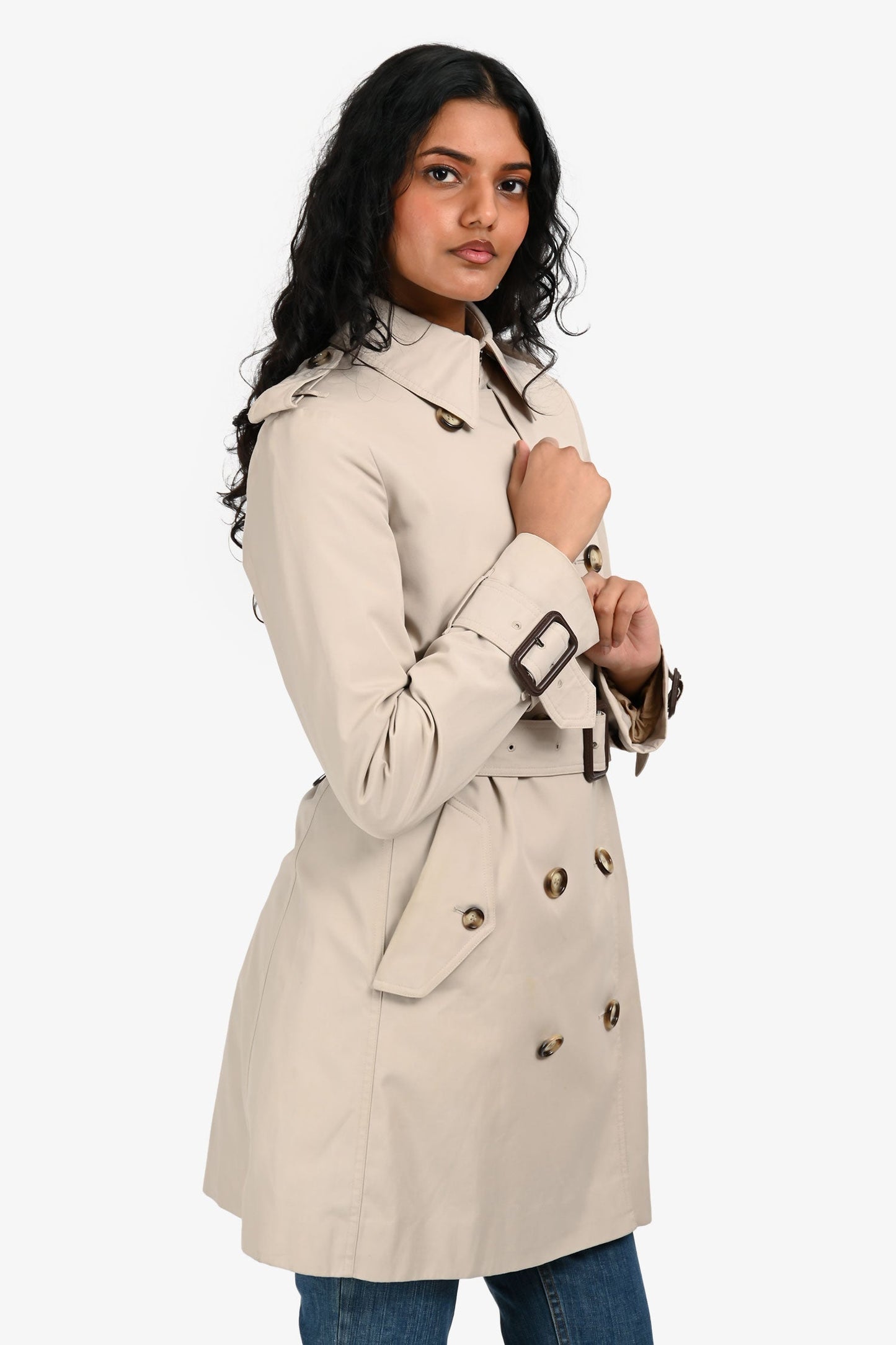 Burberry Beige 'Kensington Heritage' Mid-Length Trench Coat Size 2