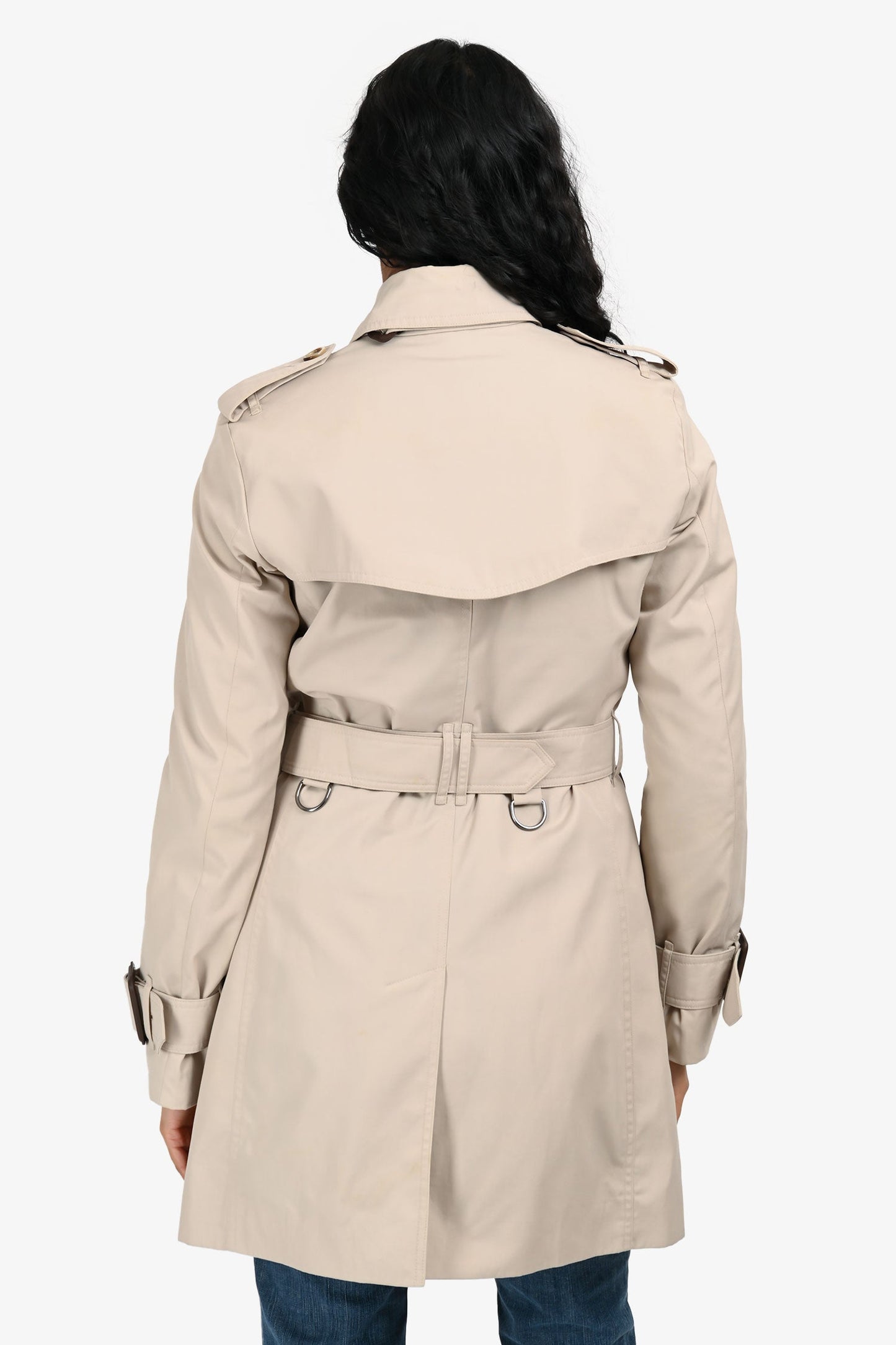 Burberry Beige 'Kensington Heritage' Mid-Length Trench Coat Size 2