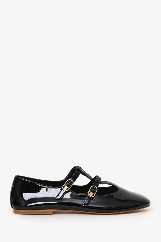 Celine Black Patent Leather Mary-Jane Flats Size 39