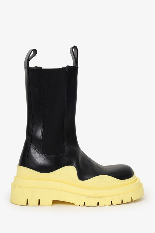 Bottega Veneta Black/Yellow Tire Chelsea Boots Size 35