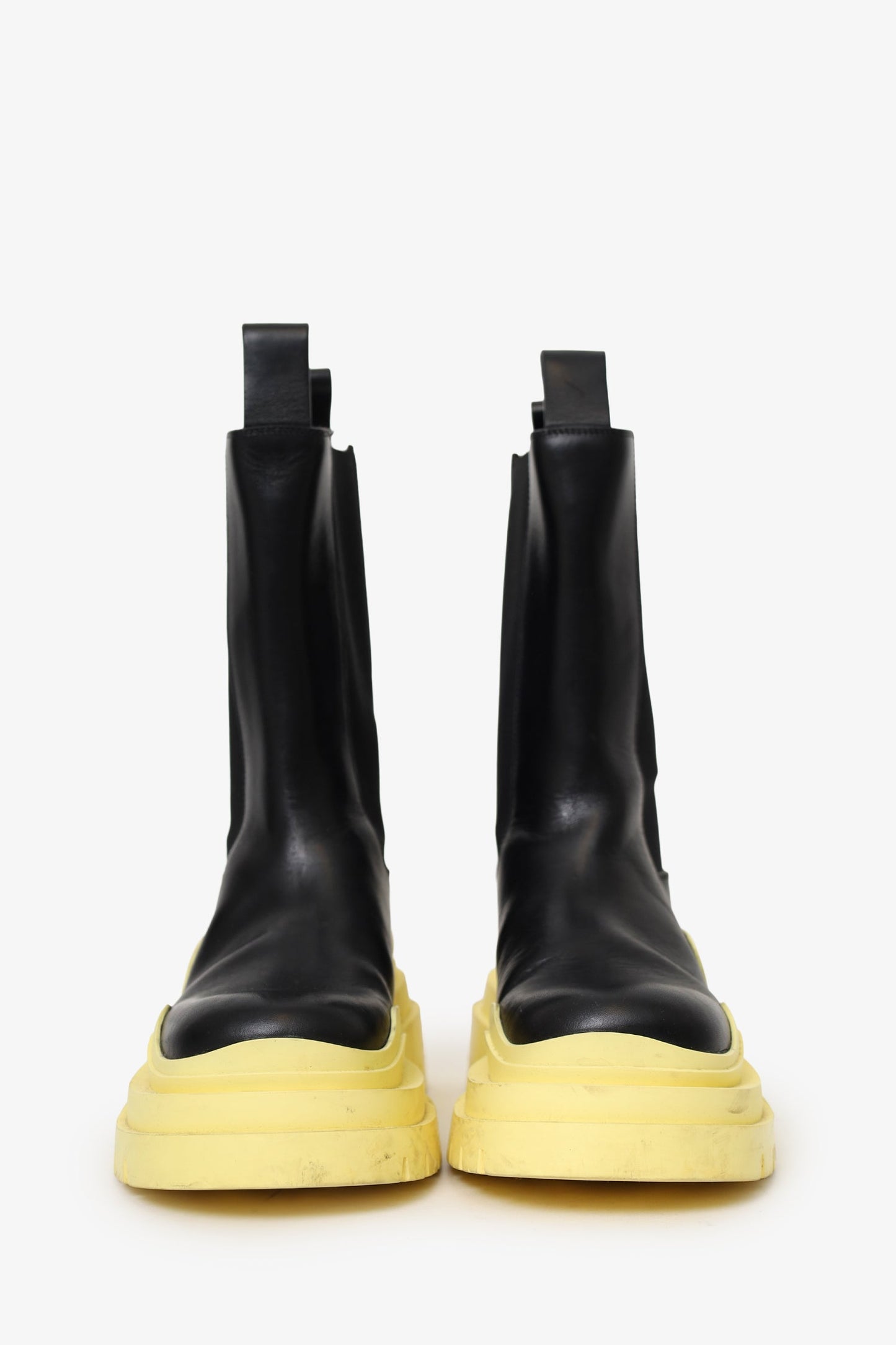 Bottega Veneta Black/Yellow Tire Chelsea Boots Size 35