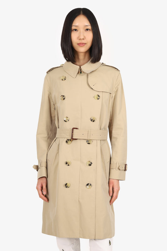 Burberry Brown 'Kensington' Midi Trench Coat Size 14 With Belt