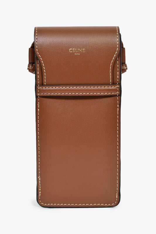 Celine Brown Leather Sunglass Pouch